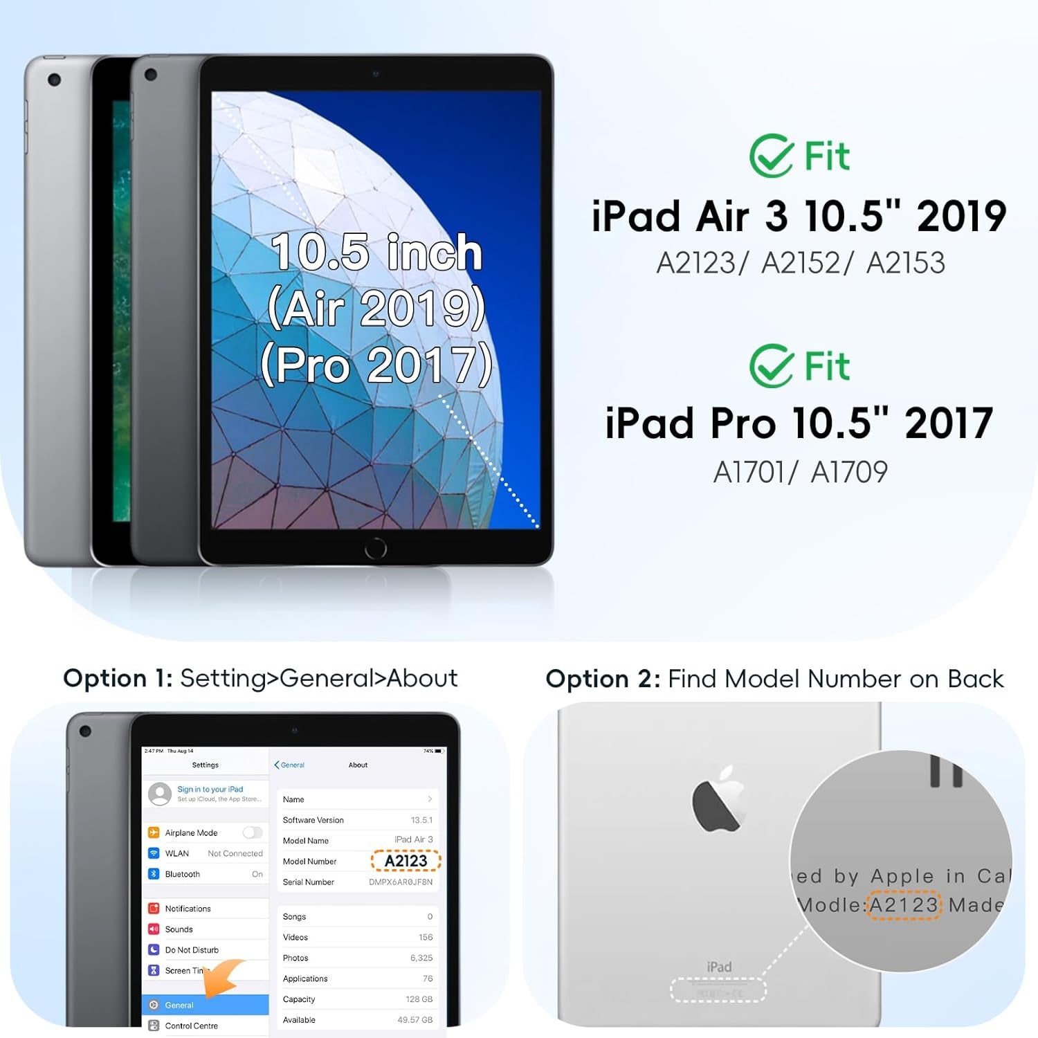 Ipad Pro 10.5 Case 2017 Released/Ipad Air 3Rd Generation Case 2019 Release; Rugged Heavy Duty Protective Cover with Pencil Holder, 360° Swivel Stand, Shoulder Strap; for Kids (Navy Blue+Blue)